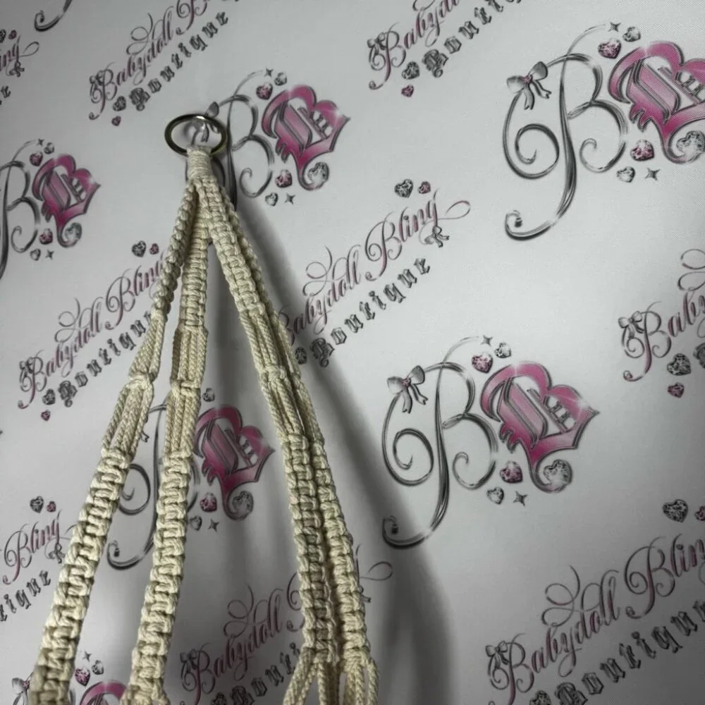 Macramé hanging holder crochet knit decor plants 🌱 metal hook 🪝